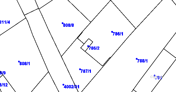 Parcela st. 786/2 v KÚ Karviná-město, Katastrální mapa