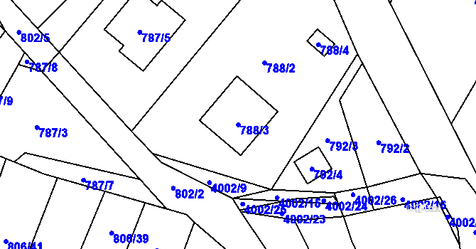Parcela st. 788/3 v KÚ Karviná-město, Katastrální mapa