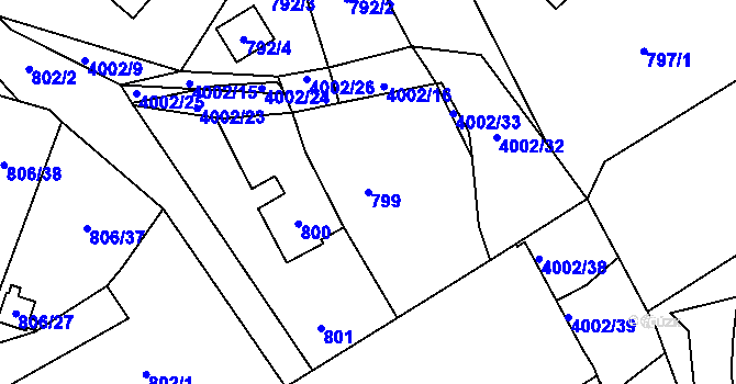 Parcela st. 799 v KÚ Karviná-město, Katastrální mapa