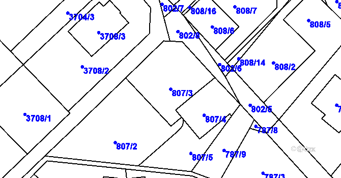 Parcela st. 807/3 v KÚ Karviná-město, Katastrální mapa