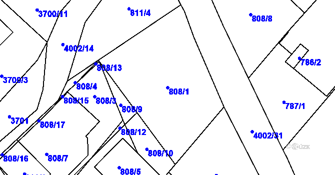 Parcela st. 808/1 v KÚ Karviná-město, Katastrální mapa