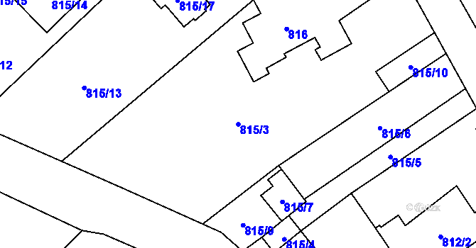 Parcela st. 815/3 v KÚ Karviná-město, Katastrální mapa