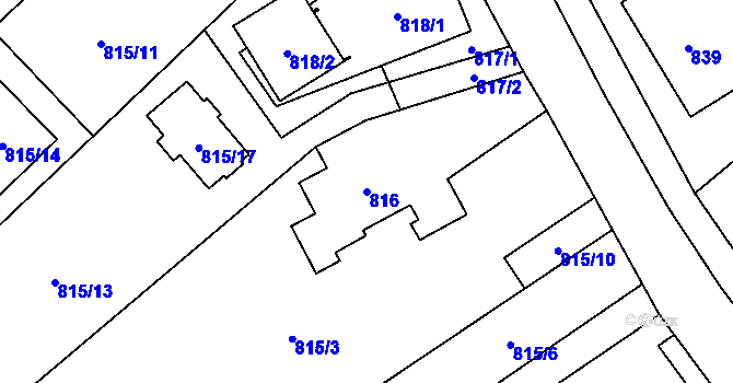 Parcela st. 816 v KÚ Karviná-město, Katastrální mapa