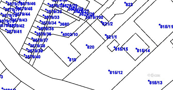Parcela st. 820 v KÚ Karviná-město, Katastrální mapa