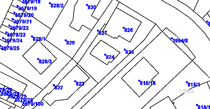Parcela st. 824 v KÚ Karviná-město, Katastrální mapa