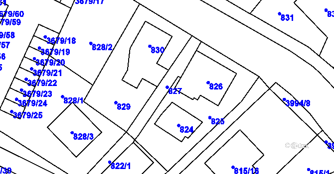 Parcela st. 827 v KÚ Karviná-město, Katastrální mapa