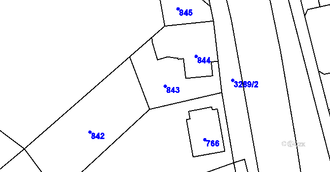 Parcela st. 843 v KÚ Karviná-město, Katastrální mapa