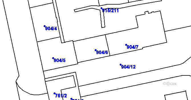 Parcela st. 904/6 v KÚ Karviná-město, Katastrální mapa