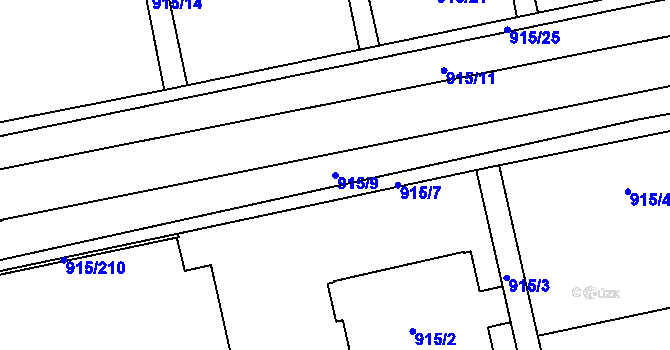 Parcela st. 915/9 v KÚ Karviná-město, Katastrální mapa
