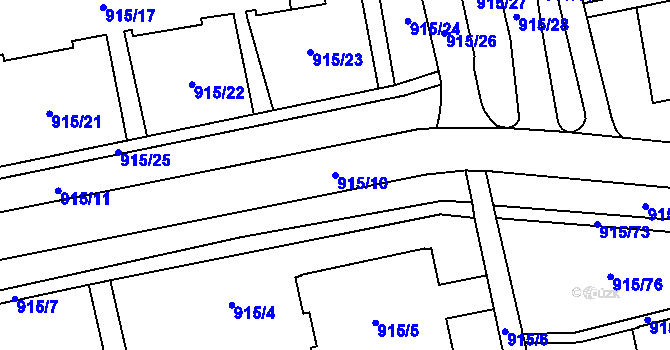 Parcela st. 915/10 v KÚ Karviná-město, Katastrální mapa