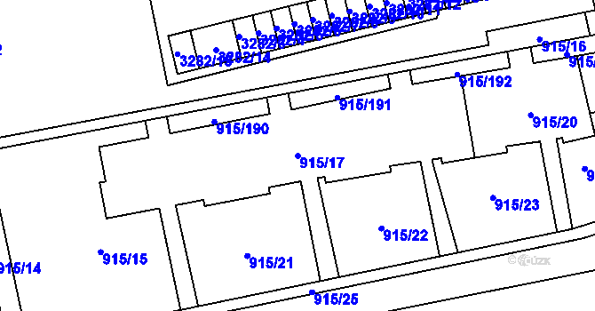 Parcela st. 915/17 v KÚ Karviná-město, Katastrální mapa