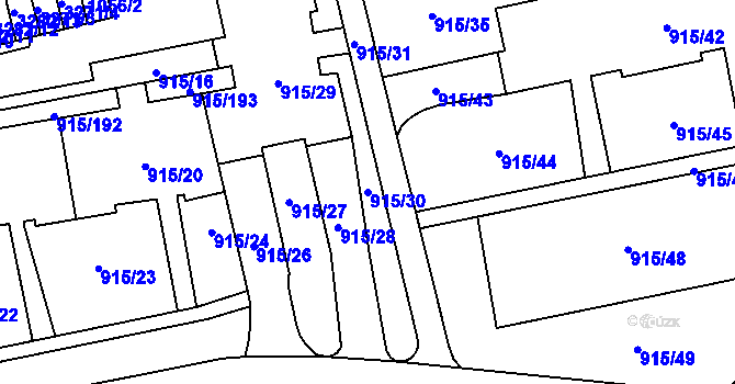 Parcela st. 915/30 v KÚ Karviná-město, Katastrální mapa