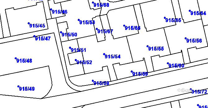 Parcela st. 915/54 v KÚ Karviná-město, Katastrální mapa