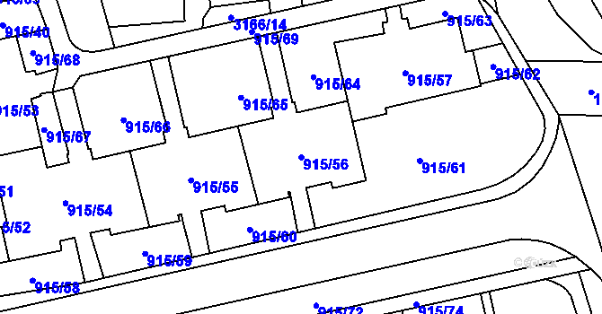 Parcela st. 915/56 v KÚ Karviná-město, Katastrální mapa