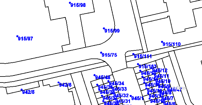 Parcela st. 915/75 v KÚ Karviná-město, Katastrální mapa