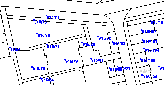 Parcela st. 915/80 v KÚ Karviná-město, Katastrální mapa