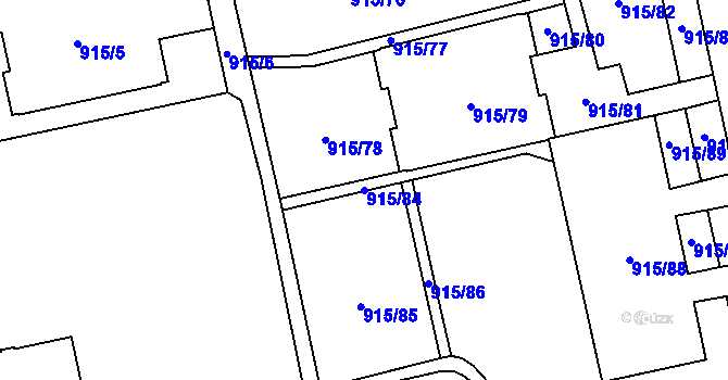 Parcela st. 915/84 v KÚ Karviná-město, Katastrální mapa