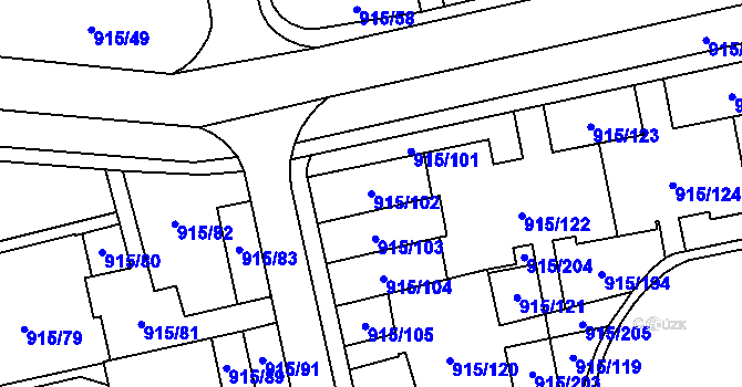 Parcela st. 915/102 v KÚ Karviná-město, Katastrální mapa