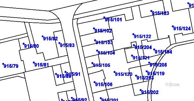 Parcela st. 915/104 v KÚ Karviná-město, Katastrální mapa