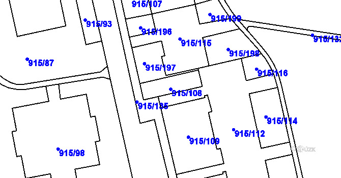 Parcela st. 915/108 v KÚ Karviná-město, Katastrální mapa