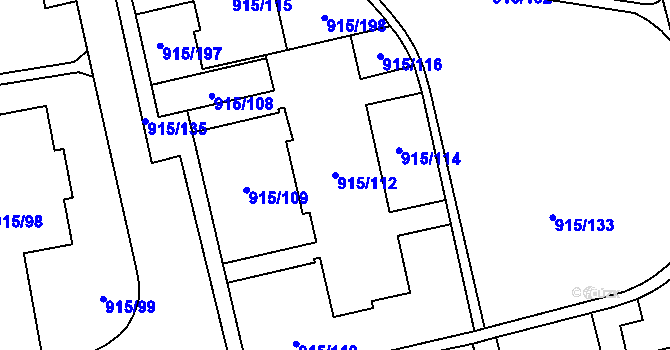 Parcela st. 915/112 v KÚ Karviná-město, Katastrální mapa