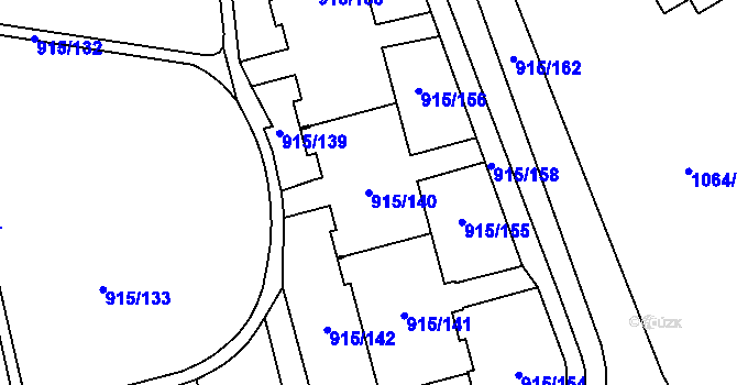 Parcela st. 915/140 v KÚ Karviná-město, Katastrální mapa