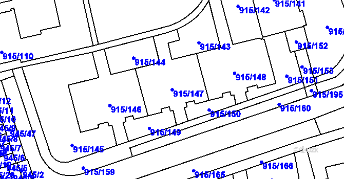 Parcela st. 915/147 v KÚ Karviná-město, Katastrální mapa