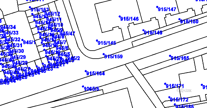 Parcela st. 915/159 v KÚ Karviná-město, Katastrální mapa