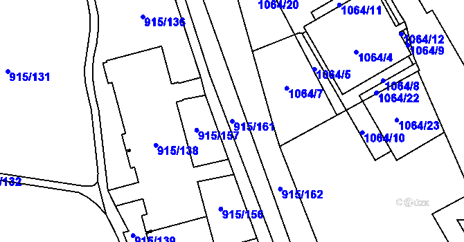 Parcela st. 915/161 v KÚ Karviná-město, Katastrální mapa