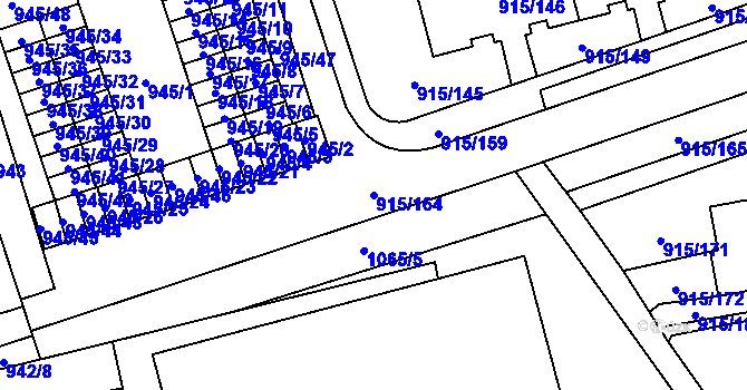Parcela st. 915/164 v KÚ Karviná-město, Katastrální mapa