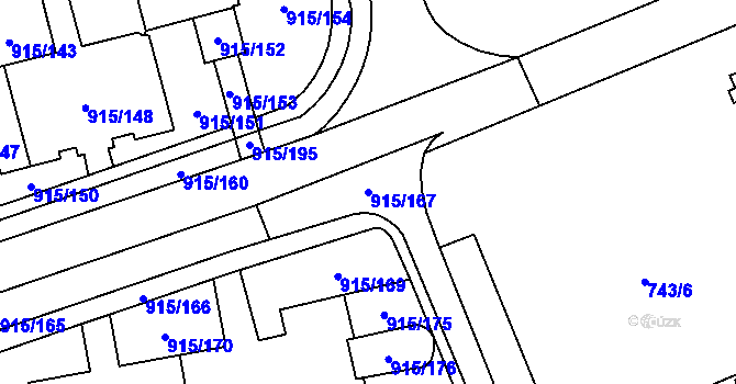Parcela st. 915/167 v KÚ Karviná-město, Katastrální mapa