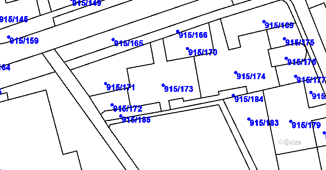 Parcela st. 915/173 v KÚ Karviná-město, Katastrální mapa