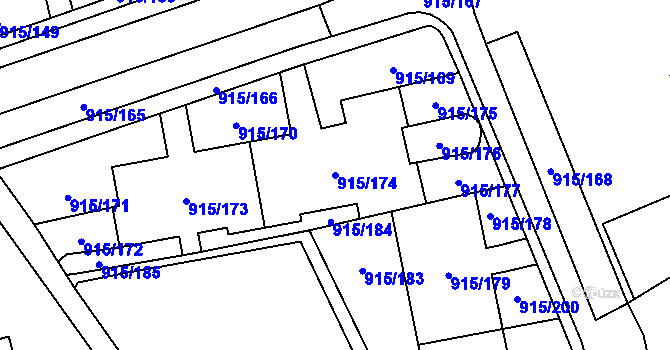 Parcela st. 915/174 v KÚ Karviná-město, Katastrální mapa