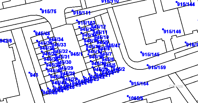 Parcela st. 945/7 v KÚ Karviná-město, Katastrální mapa