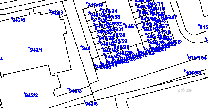 Parcela st. 945/42 v KÚ Karviná-město, Katastrální mapa