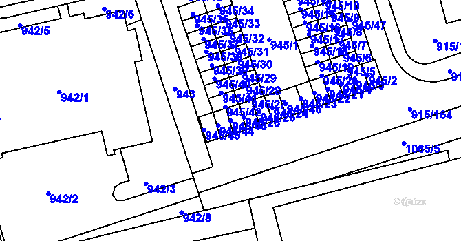 Parcela st. 945/43 v KÚ Karviná-město, Katastrální mapa