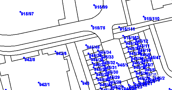 Parcela st. 945/48 v KÚ Karviná-město, Katastrální mapa