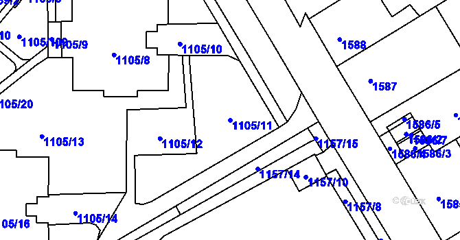 Parcela st. 1105/11 v KÚ Karviná-město, Katastrální mapa