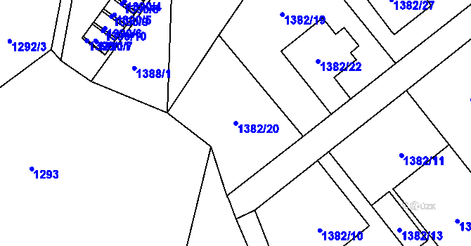 Parcela st. 1382/20 v KÚ Karviná-město, Katastrální mapa