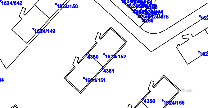 Parcela st. 1624/152 v KÚ Karviná-město, Katastrální mapa