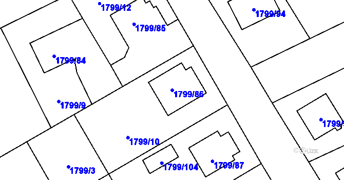 Parcela st. 1799/86 v KÚ Karviná-město, Katastrální mapa