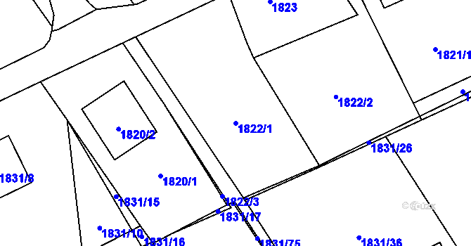 Parcela st. 1822/1 v KÚ Karviná-město, Katastrální mapa
