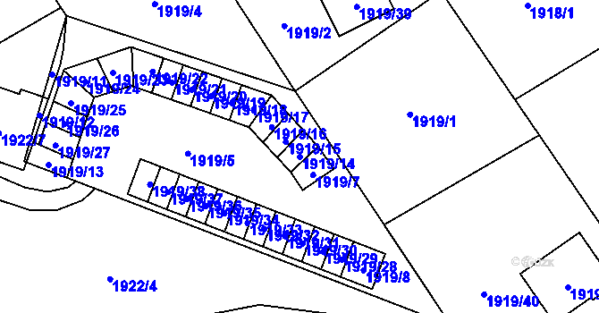Parcela st. 1919/14 v KÚ Karviná-město, Katastrální mapa