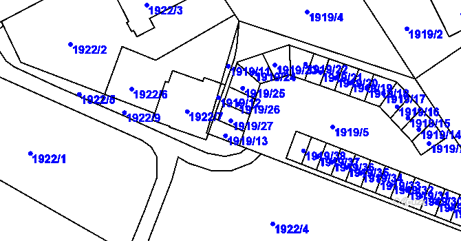 Parcela st. 1919/27 v KÚ Karviná-město, Katastrální mapa