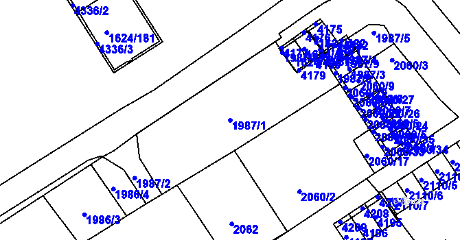 Parcela st. 1987/1 v KÚ Karviná-město, Katastrální mapa