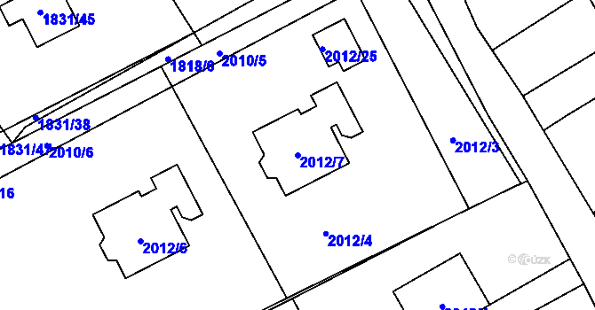 Parcela st. 2012/7 v KÚ Karviná-město, Katastrální mapa