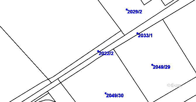 Parcela st. 2022/2 v KÚ Karviná-město, Katastrální mapa