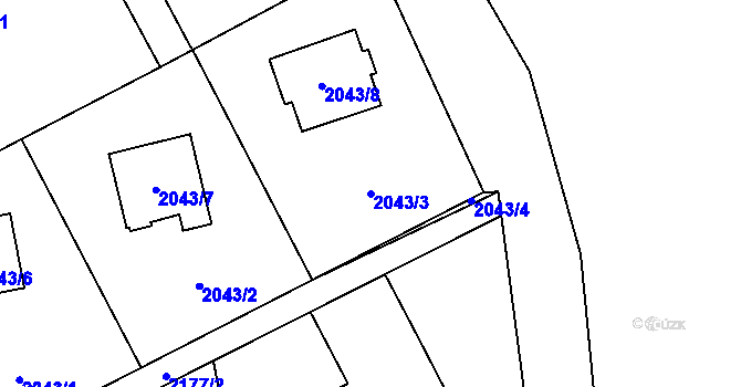 Parcela st. 2043/3 v KÚ Karviná-město, Katastrální mapa