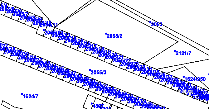 Parcela st. 2055/21 v KÚ Karviná-město, Katastrální mapa