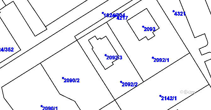 Parcela st. 2092/3 v KÚ Karviná-město, Katastrální mapa